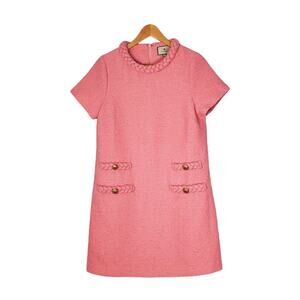 Tuckernuck Jackie Mini Shift Dress Light Pink Bubblegum Tweed Lined Size Small